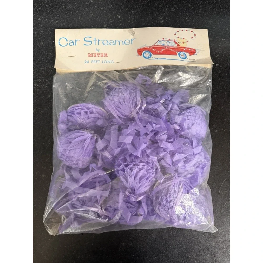 Vintage METEX Car Streamer Lavender Purple 24 Feet Long NOS Parade Wedding Party